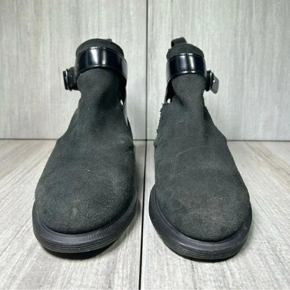 RARE Dr. Martens Docs Teresa Black Suede Leather Buckle Boots Women’s Size 6 - Picture 5 of 10